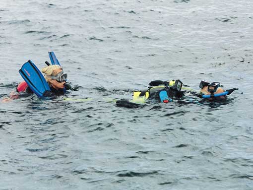 PADI Rescue Diver Course students practicing towing