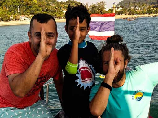 Happy PADI Scuba Divers with Instructor Vincent