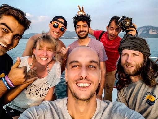 Sea Gypsy Divers team and happy guests after diving in Krabi